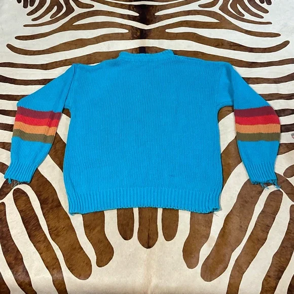 SOLD Grungy vintage southwestern knit pullover sweater OSFM - Picture 7 of 12